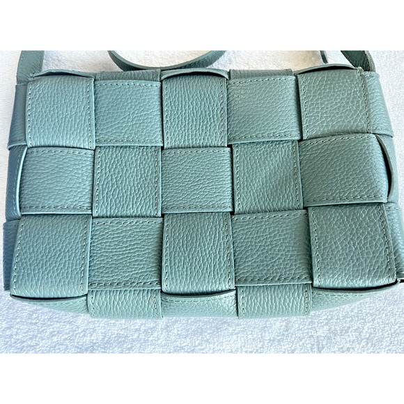 STELLA BIANCA Made In Italy Woven Pebbled Leather adjust Crossbody Handbag Blue - Picture 16 of 16